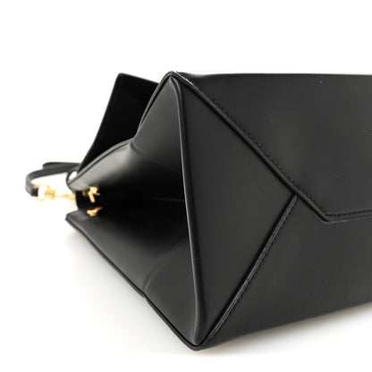 Natural Smooth Calfskin Medium Nano Top Handle Handbag Black