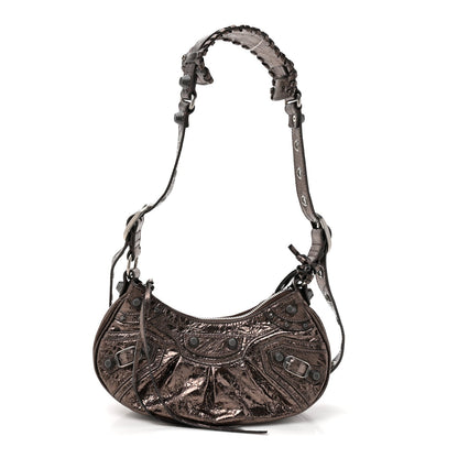 Metallic Agneau Arena Le Cagole Shoulder Bag XS Dark Bronze