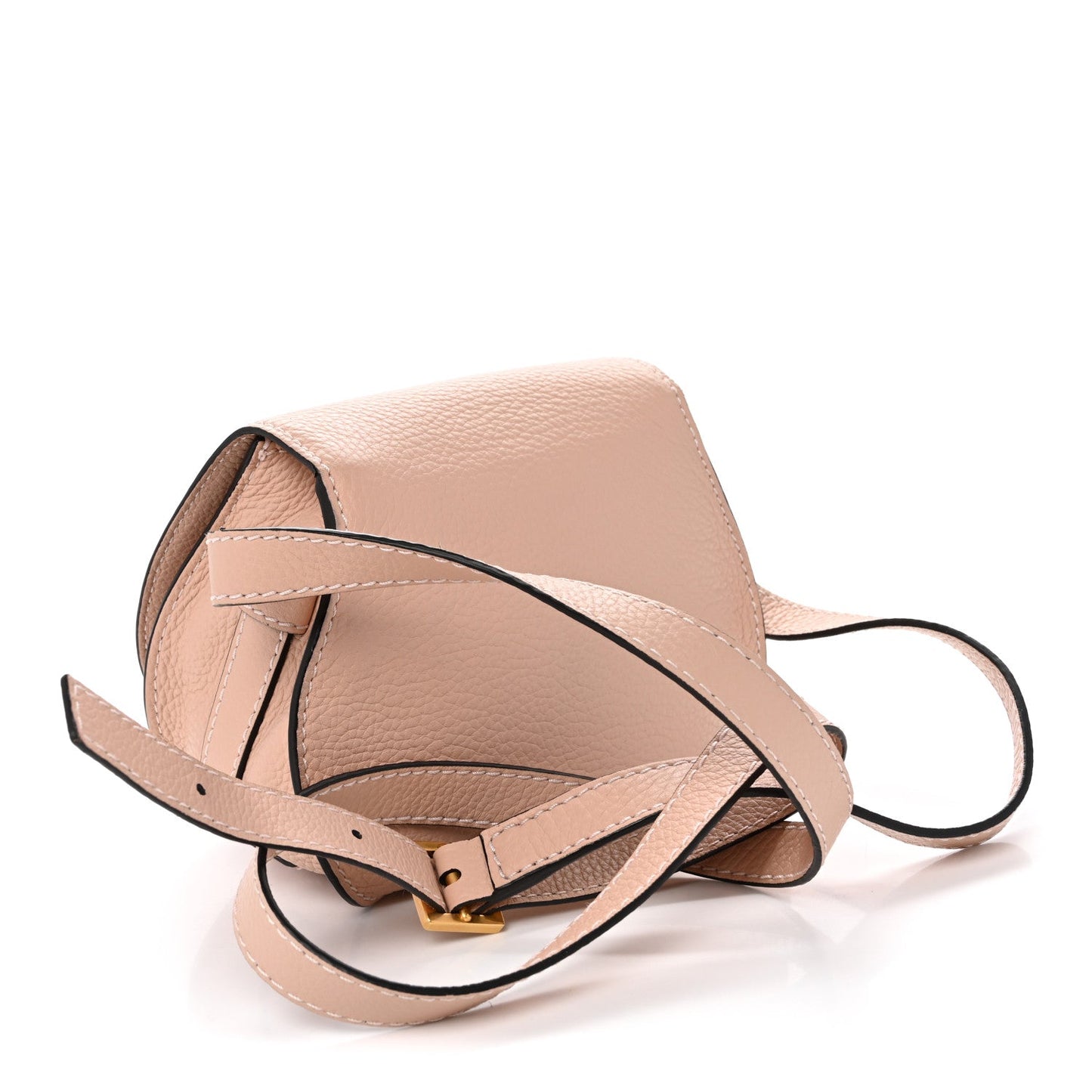 Grained Calfskin Mini Marcie Saddle Bag Blush Nude
