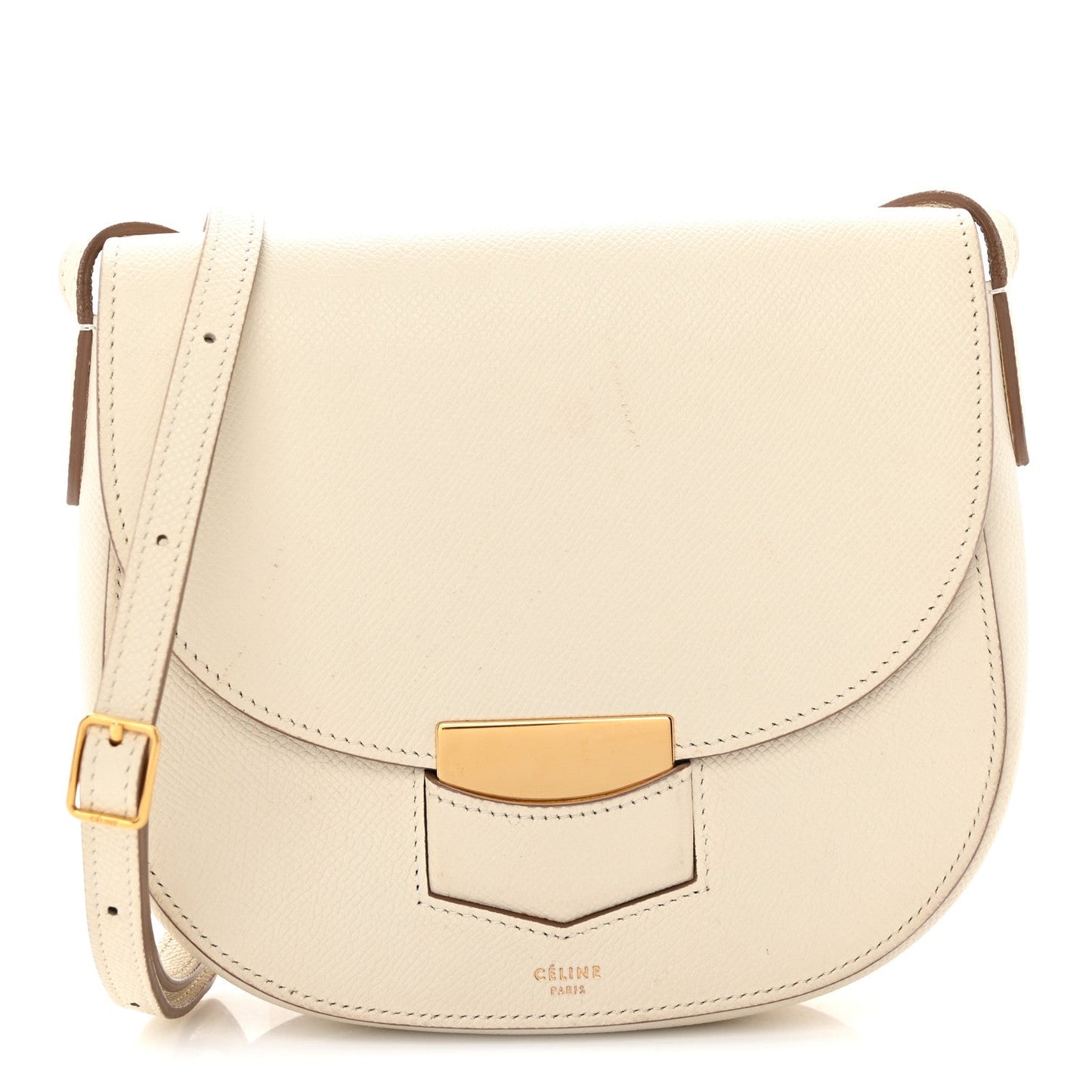 Grained Calfskin Small Trotteur White