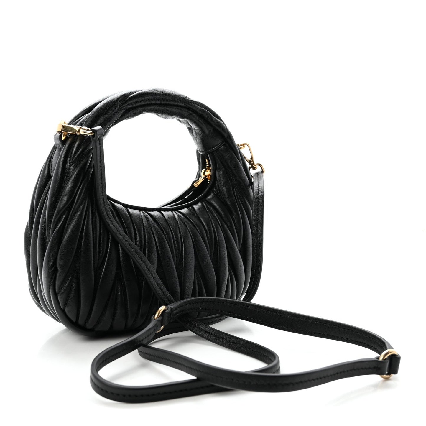 Nappa Matelasse Mini Wander Hobo Black