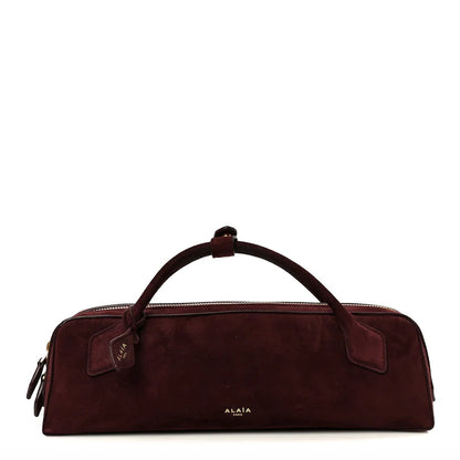 Alaia Suede Goatskin Teckel Clutch Rouge Grenat