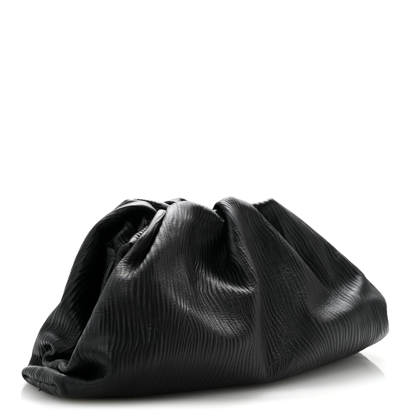 Bark Calfskin Embossed The Pouch Oversized Clutch Black