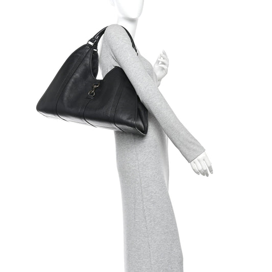 Pebbled Calfskin Large Joy Shoulder Bag Black