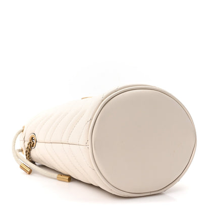 Calfskin Matelasse Mini GG Marmont 2.0 Bucket Bag White
