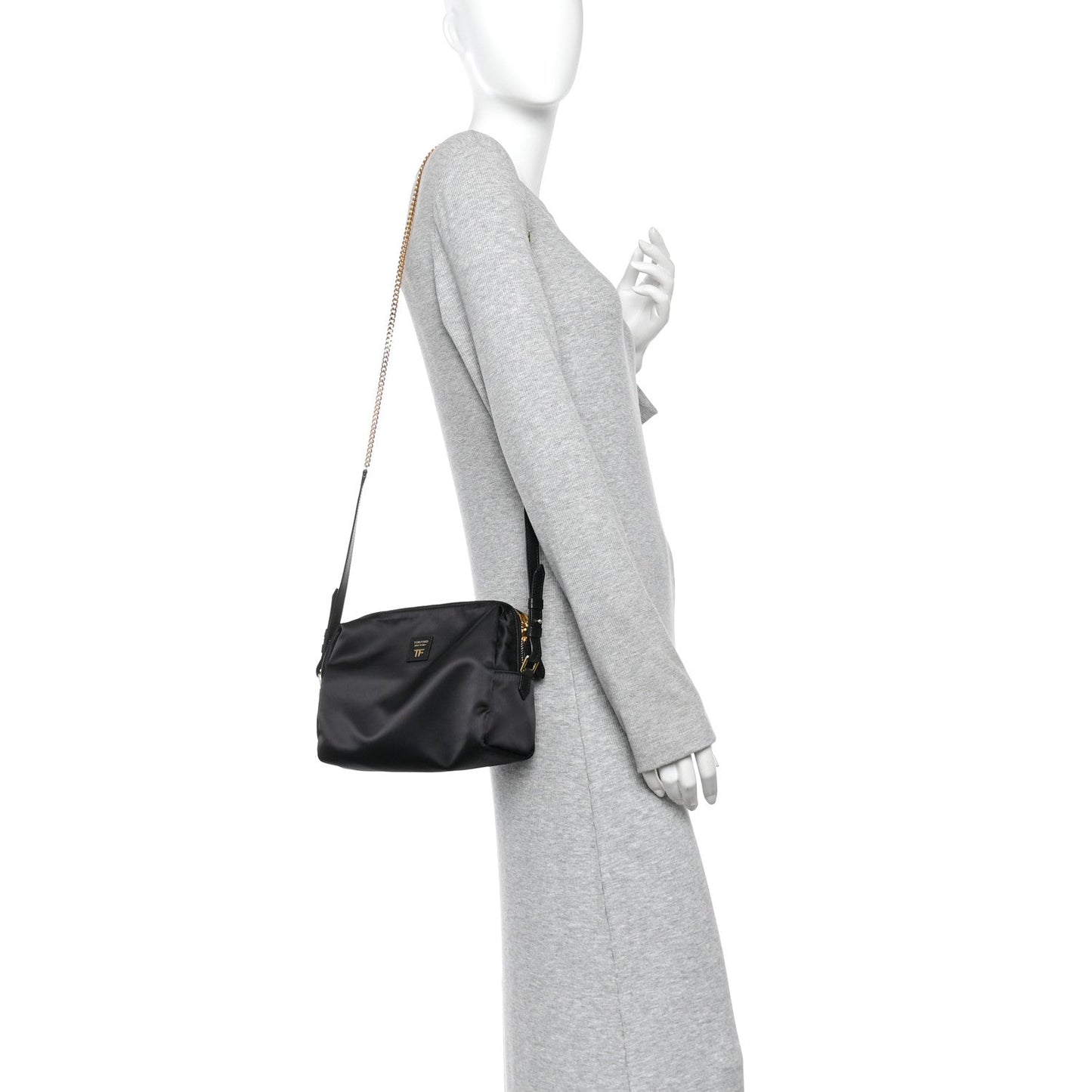 Nylon Pouch With Chain Black