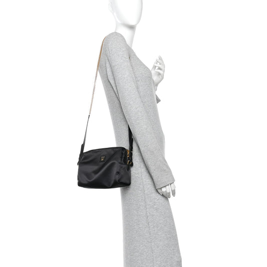 Nylon Pouch With Chain Black