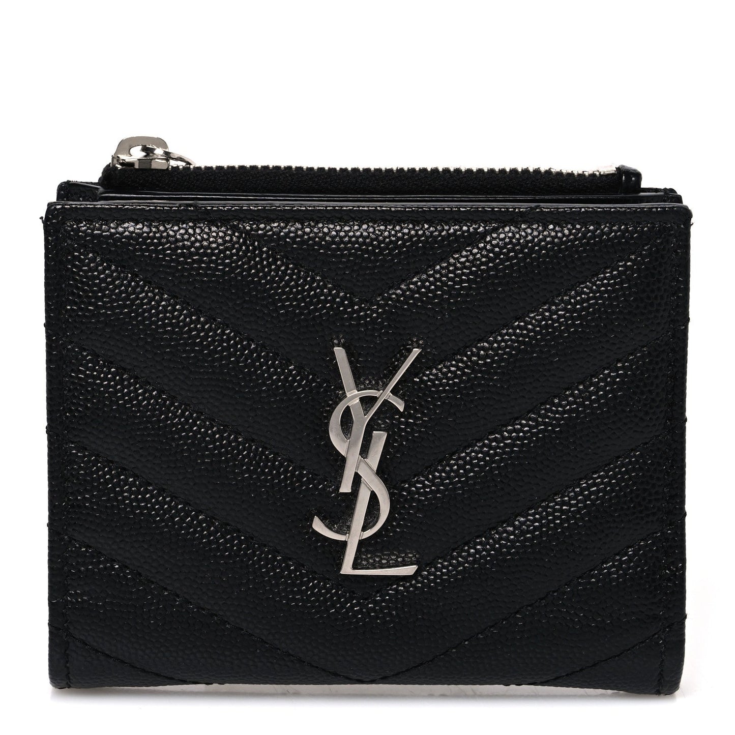 Grain De Poudre Matelasse Chevron Monogram Zipped Card Case Black