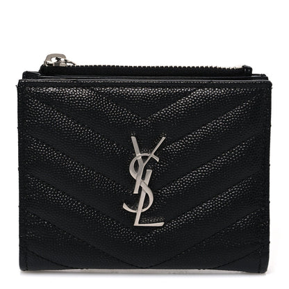 Grain De Poudre Matelasse Chevron Monogram Zipped Card Case Black