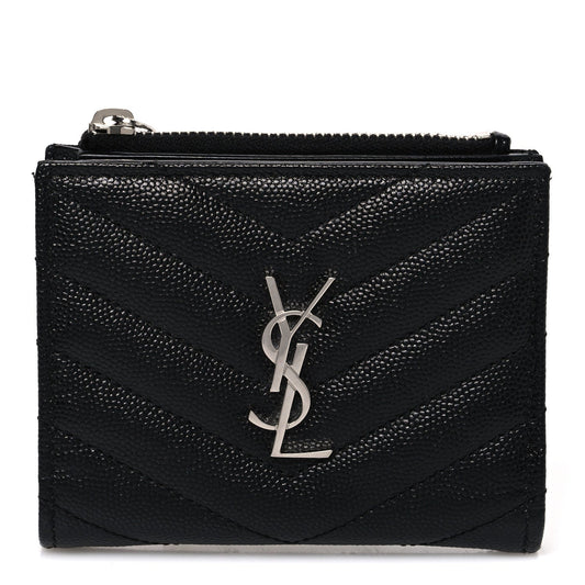 Grain De Poudre Matelasse Chevron Monogram Zipped Card Case Black