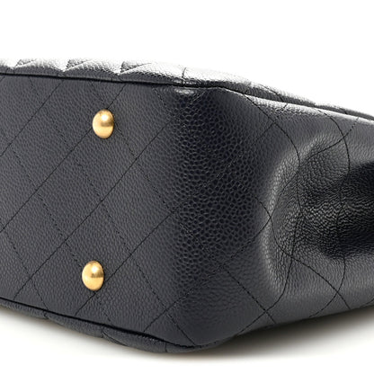 Caviar Quilted Large CC Shopping Tote Navy