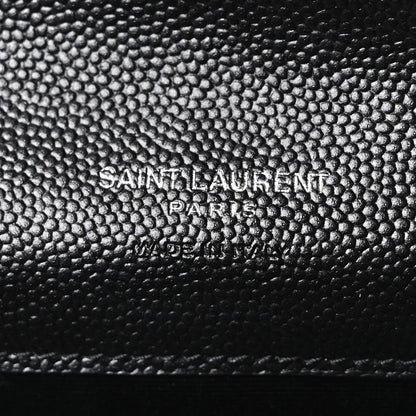 Grain De Poudre Matelasse Chevron Monogram Envelope Clutch Black