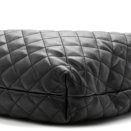 Lambskin Quilted Maxi Icare Shopping Tote Black