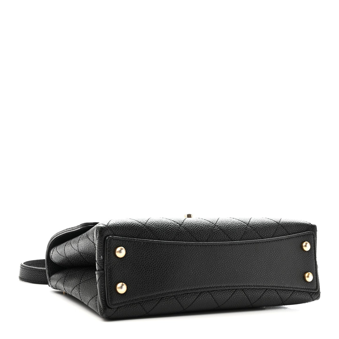 Caviar Diamond Stitched Small Top Handle Flap Black