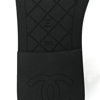 Lambskin Quilted Textured CC Mules Sandals 39 Black