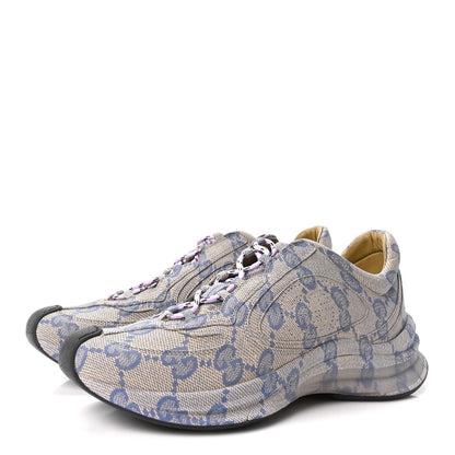 Ultralight Plume Calfskin Monogram Printed Mens Gucci Run Sneakers 8.5 Beige Blue