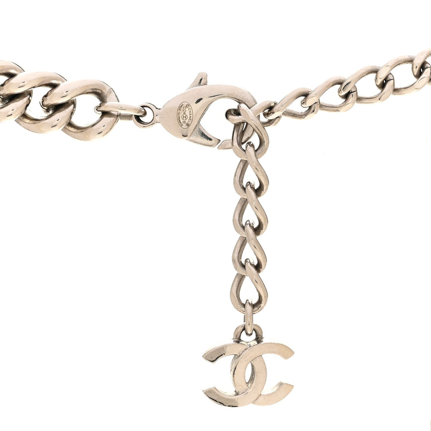 Enamel CC Chain Choker Silver Blue