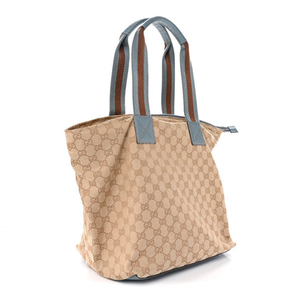 GG Monogram Large Web Handle Bucket Tote Blue