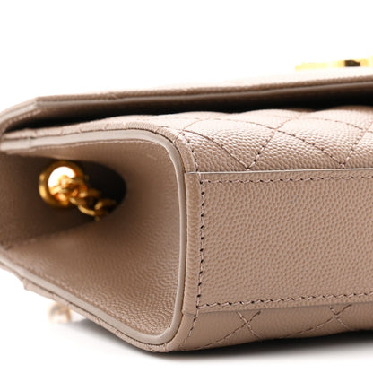 Grain De Poudre Textured Mixed Matelasse Triquilt Small Monogram Satchel Taupe