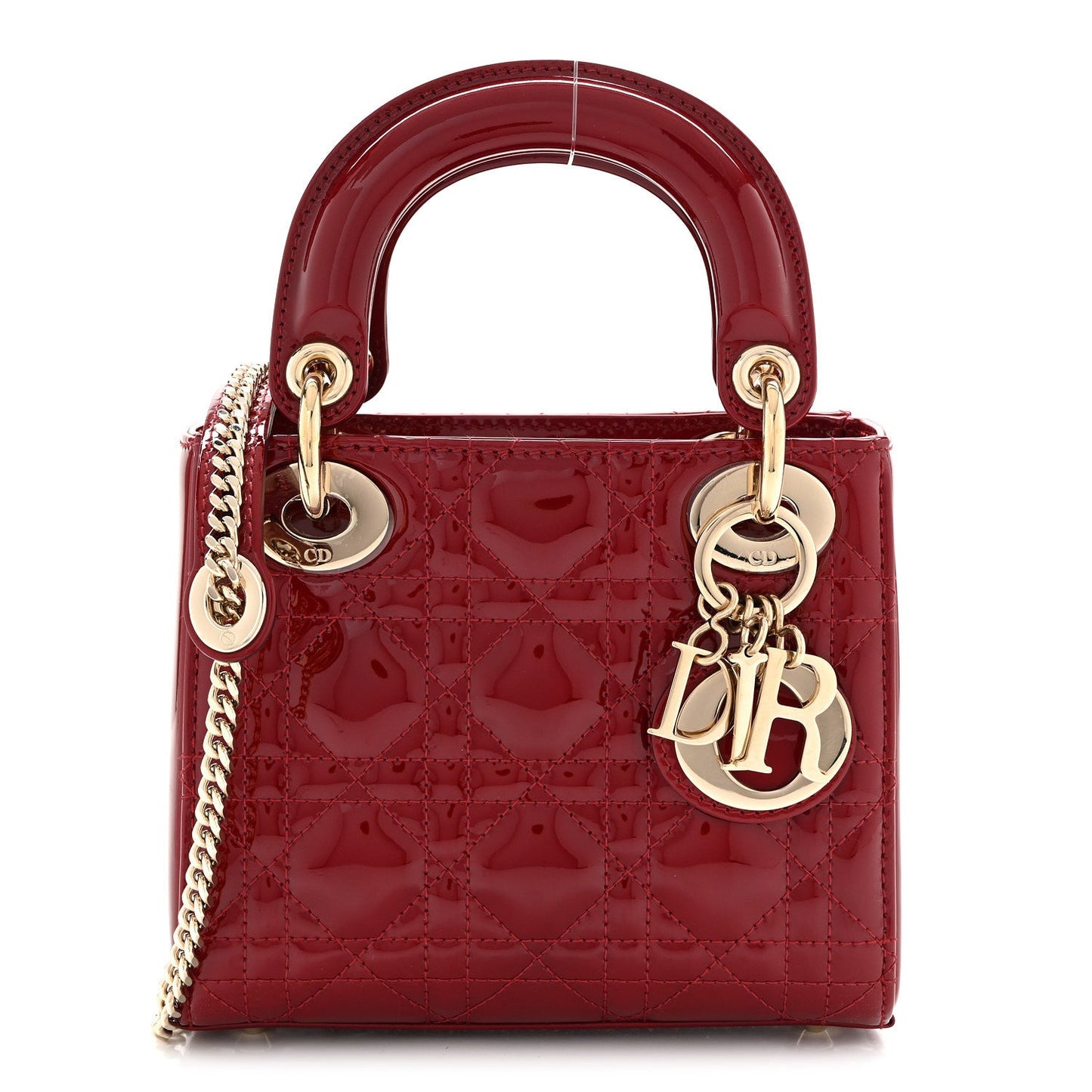Patent Cannage Mini Lady Dior Red