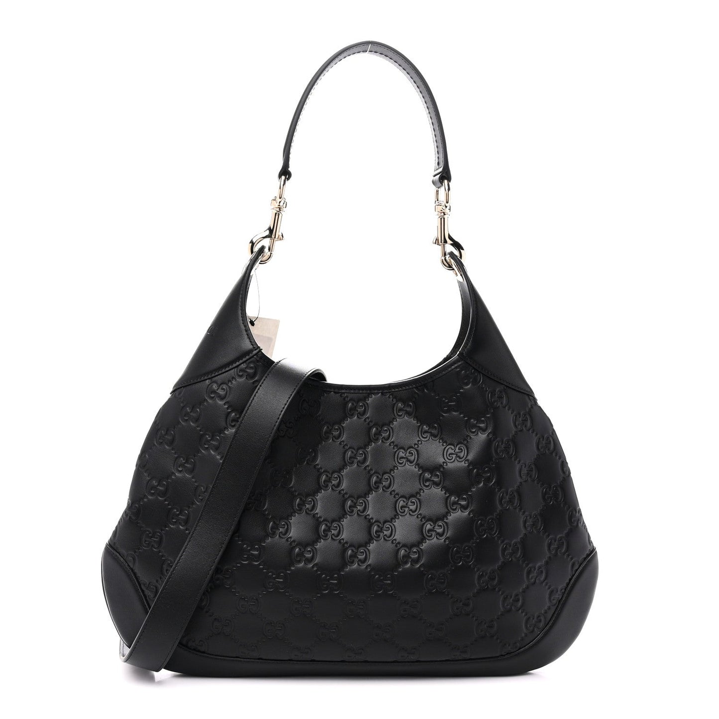 GG Calfskin Embossed B Medium Shoulder Bag Arabella Black