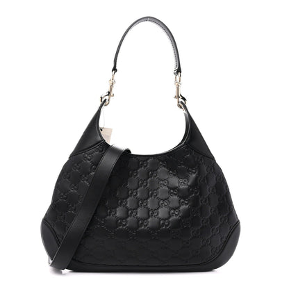 GG Calfskin Embossed B Medium Shoulder Bag Arabella Black