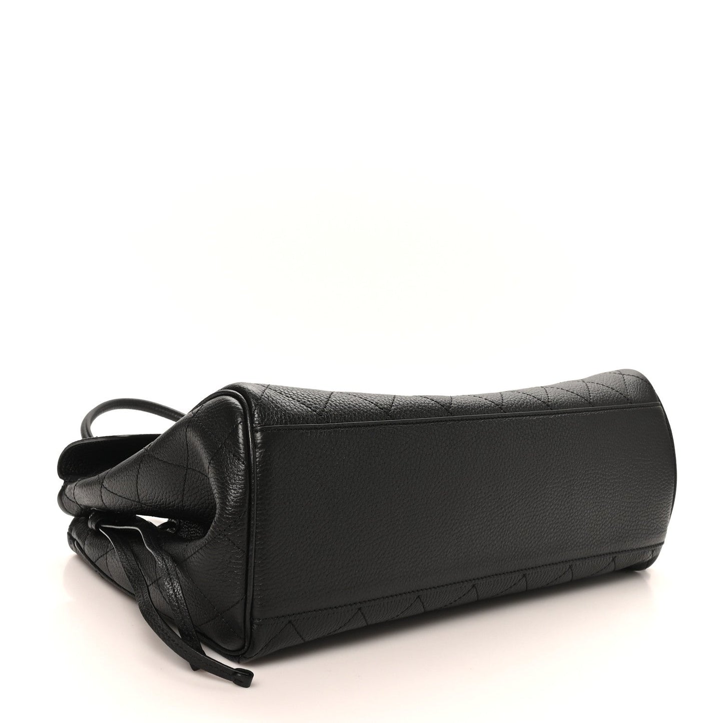 Grained Calfskin Stitched Urban Essentials Medium Shopping Bag Black