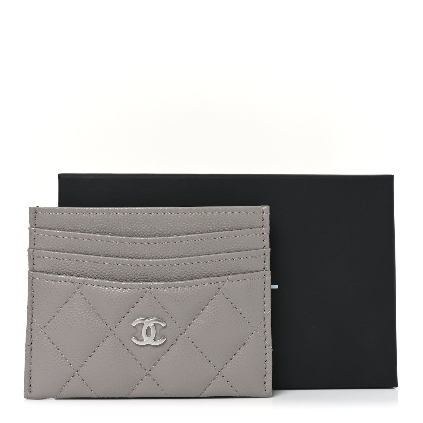 Caviar Quilted Multi Card Holder Dark Grey
