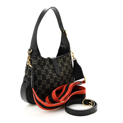 Jacquard Denim GG Monogram Small Jackie 1961 Hobo Black Ivory