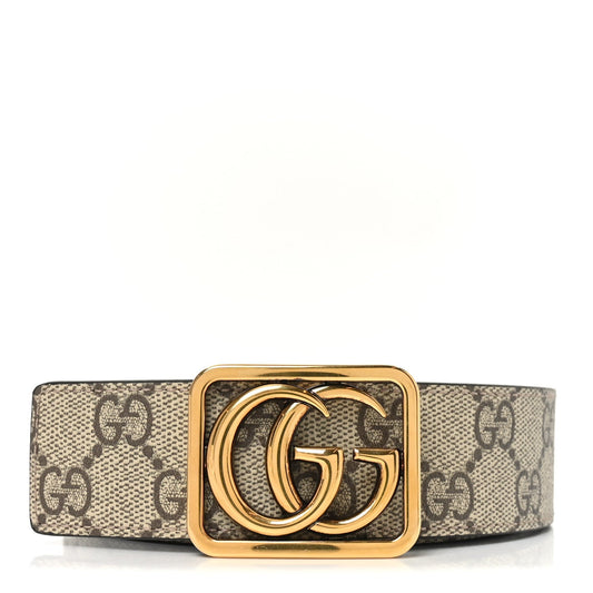 GG Supreme Monogram Reversible GG Marmont Belt 95 38 Beige Ebony New Acero
