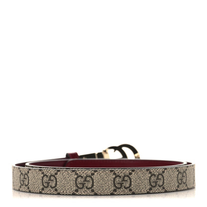 GG Supreme Monogram Plutone Calfskin Double G Reversible 20mm Belt 85 34 Beige Rosso Ancora