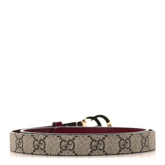 GG Supreme Monogram Plutone Calfskin Double G Reversible 20mm Belt 85 34 Beige Rosso Ancora