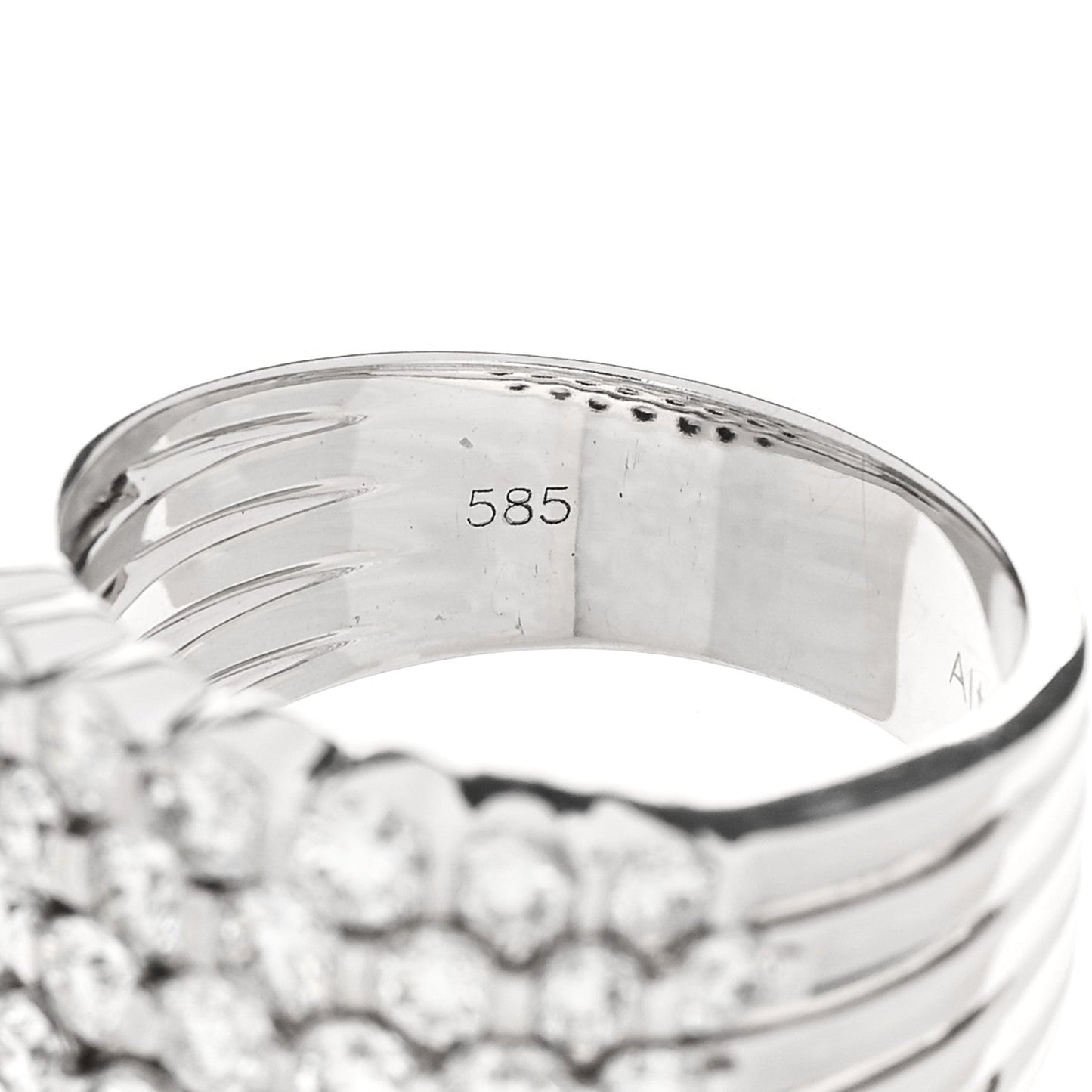 14K White Gold Diamond 1.90ctw Five Row Band Ring 53 6.25
