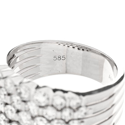 14K White Gold Diamond 1.90ctw Five Row Band Ring 53 6.25