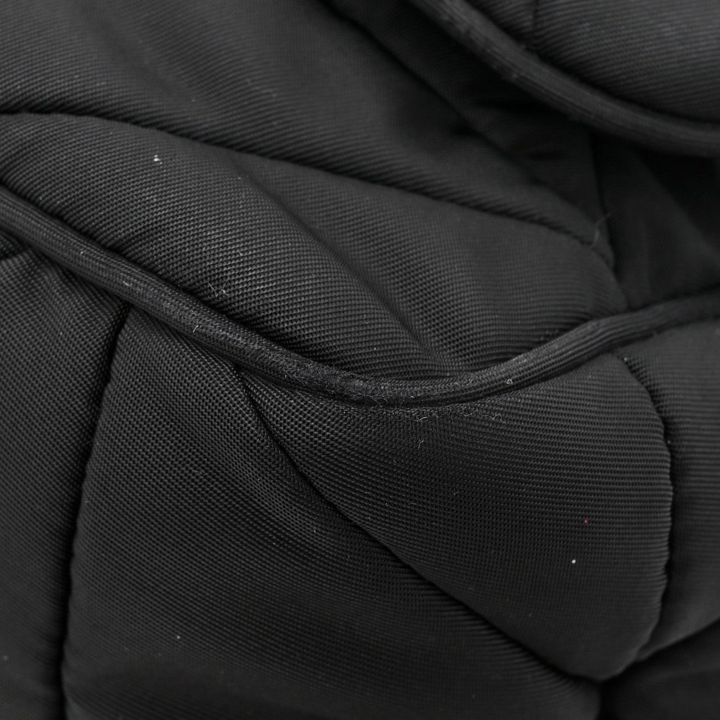 Re-Nylon Quilted Padded Flap Shoulder Bag Black