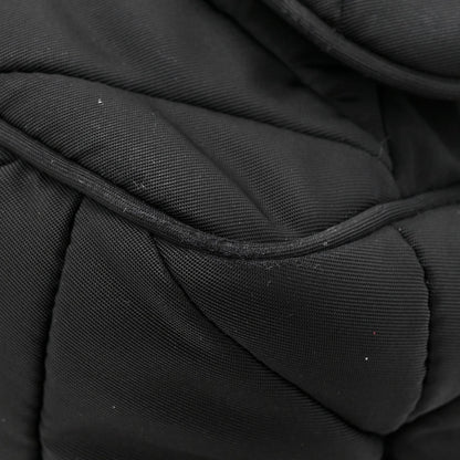 Re-Nylon Quilted Padded Flap Shoulder Bag Black