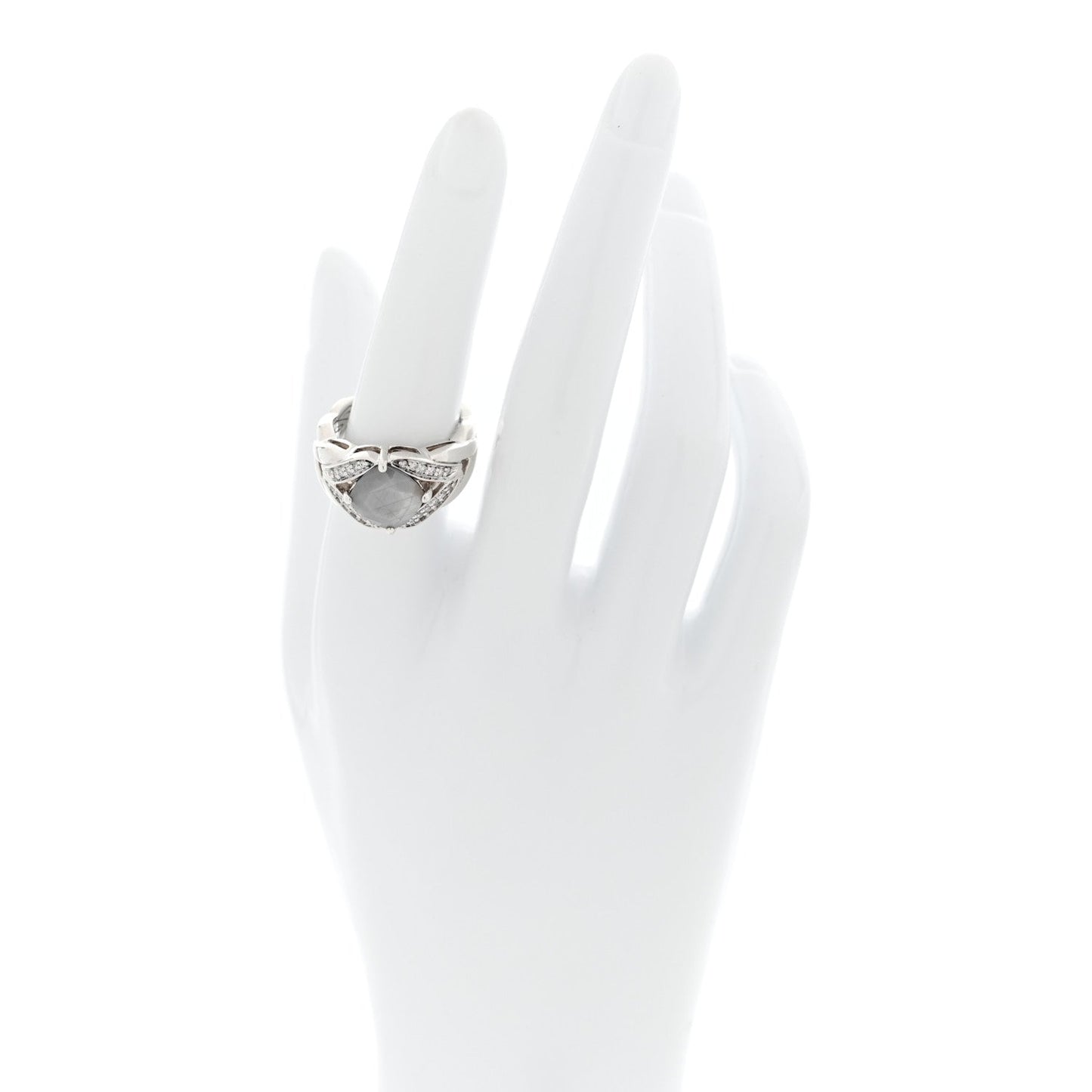 JONH HARDY Sterling Silver Diamond Gray Sapphire Modern Chain Magic Cut Ring 54 7