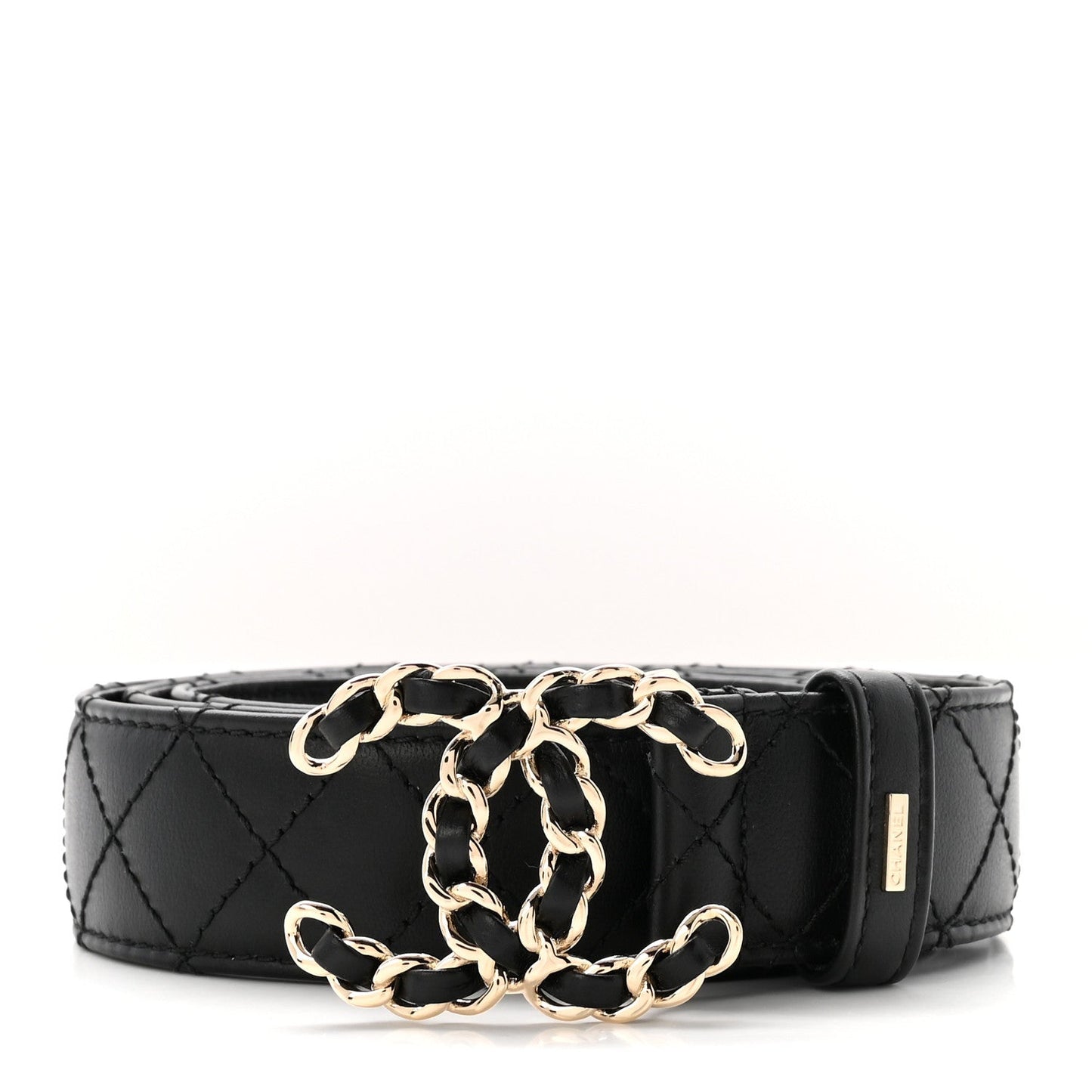 Lambskin Quilted CC Chain Belt 85 34 Black