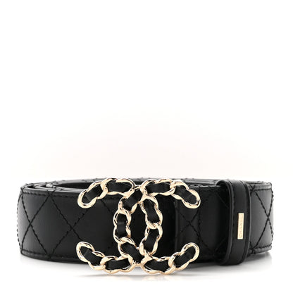 Lambskin Quilted CC Chain Belt 85 34 Black