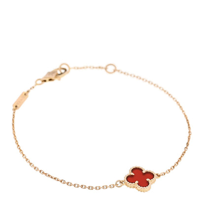 18K Rose Gold Carnelian Sweet Alhambra Bracelet
