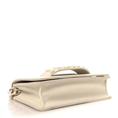 Ultra Matte Calfskin Mini J'Adior Chain Flap Bag White