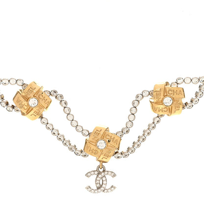 Metal Crystal CC Logo Choker Necklace Gold