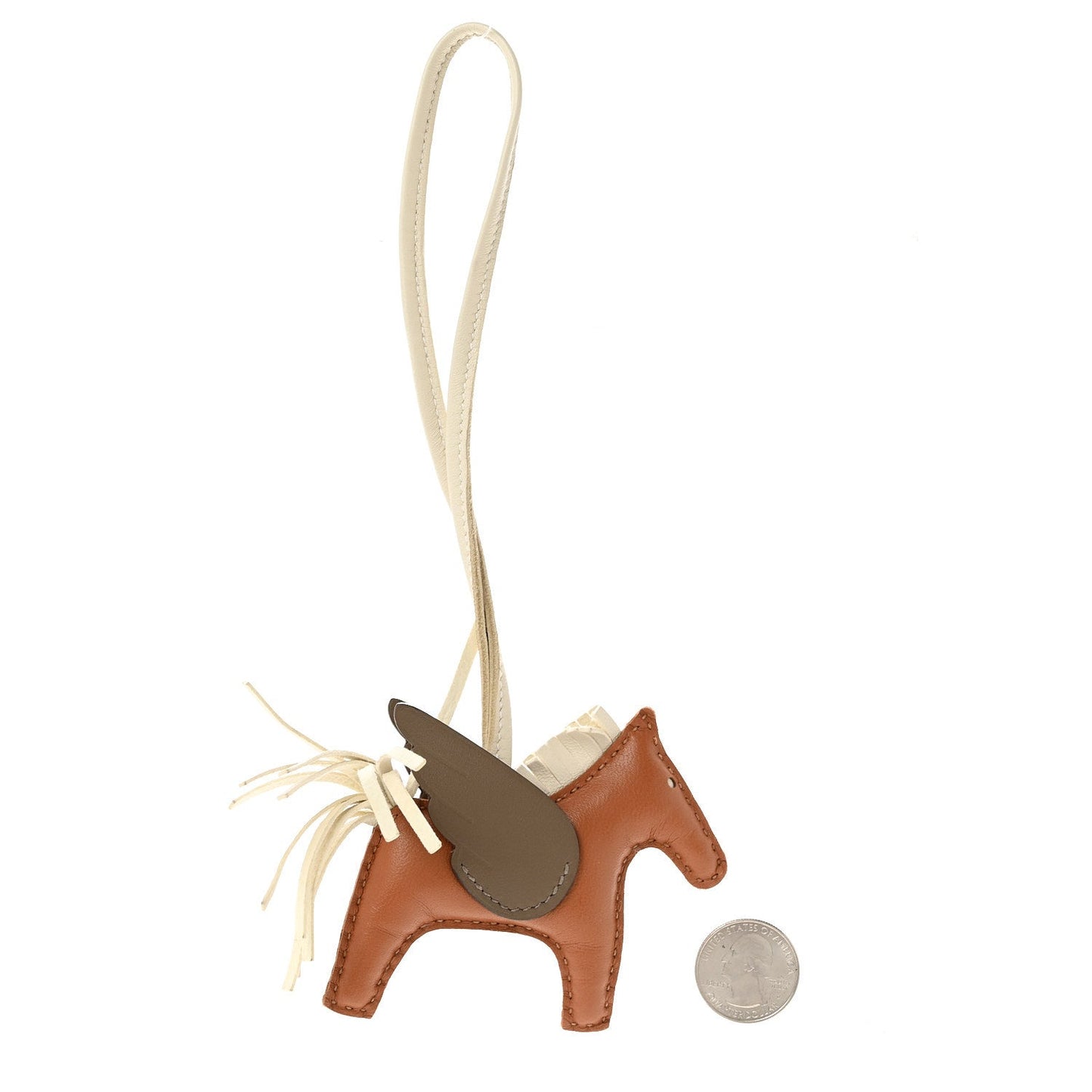 Milo Lambskin Grigri Rodeo Pegase Horse Bag Charm PM Gold Craie Etoupe