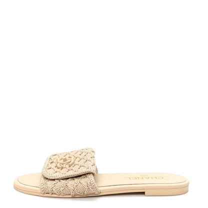 Crochet CC Mules Sandals 38.5 Beige