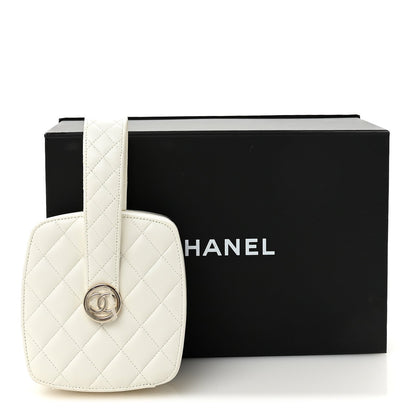 Lambskin Minaudiere Vanity With Handle White