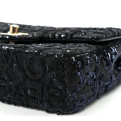 Sequin Quilted Small Single Flap Black