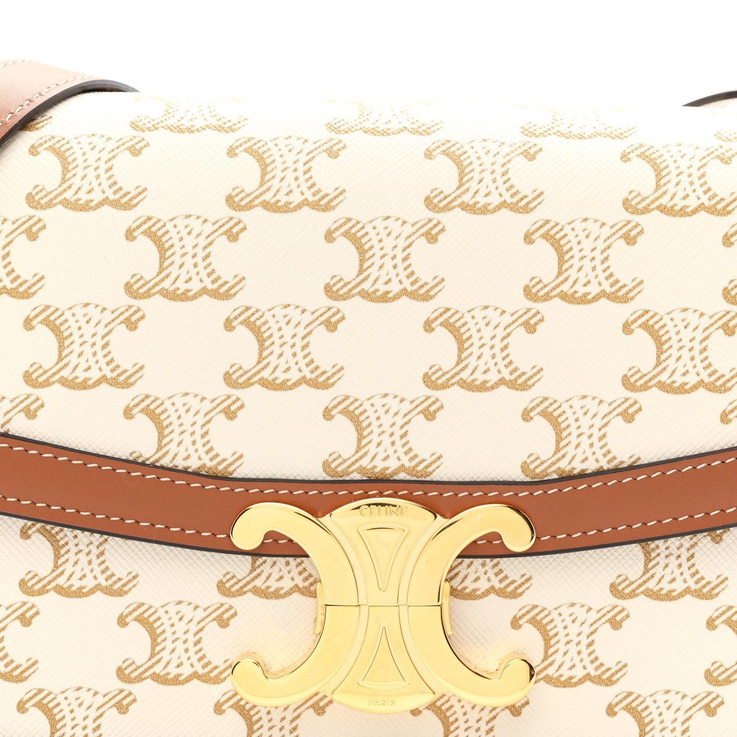 Calfskin Triomphe Canvas Teen Triomphe Bag White