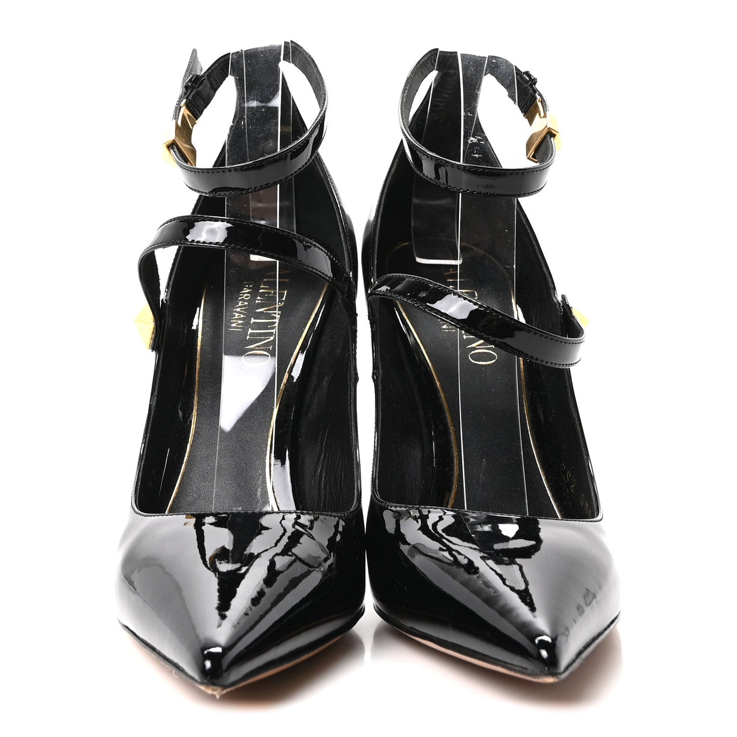 Patent Tiptoe Ankle Strap 100mm Pumps 41 Black