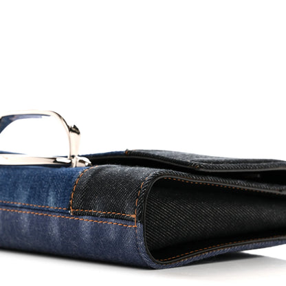 Alexander McQueen Denim Calfskin The Story Shoulder Bag Blue