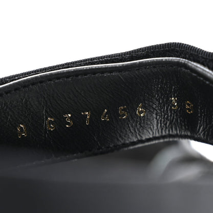 Grosgrain Crystal Logo Platform Sandals 38 Black